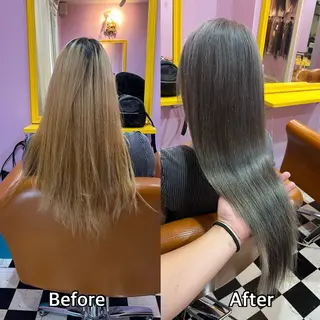 ロング シール＋ちび編み込み エクステ梅田🐨のヘアスタイル