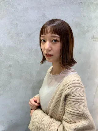 ミディアム カラー ✨コテ巻き風パーマ ✨川合佑哉のヘアスタイル