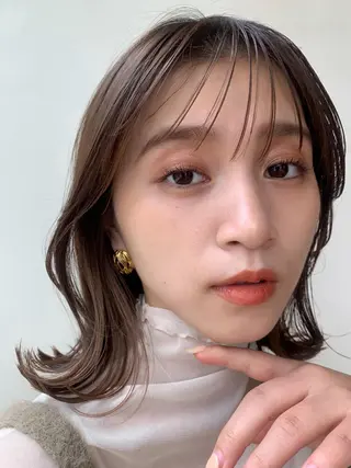 ミディアム カラー 顔周りカット/アレン ジ/カラー小野寺紗良のヘアスタイル