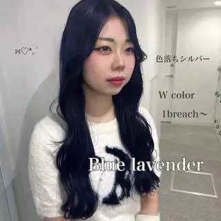 ロング カラー 暗髪🩶ラベンダー/ ブルー/ユウナ🤍のヘアスタイル