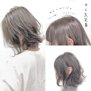 ミディアム カラー 柔らかbeige モトキのヘアスタイル