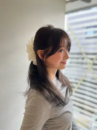 セミロング ♥️透明感×抜け感 ベージュ/佑珠♥️のヘアスタイル