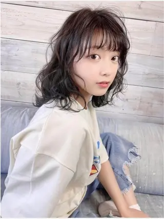 ミディアム カラー パーマ ママ美容師🧸谷山 潮音/ReFa取扱店のヘアスタイル