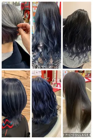 セミロング カラー ヘアアレンジ 今村公介 ブリーチ特化、派手髪のヘアスタイル