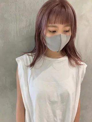 セミロング カラー ヘアアレンジ 艶ハイトーン/ヘア アレンジAYAKAのヘアスタイル