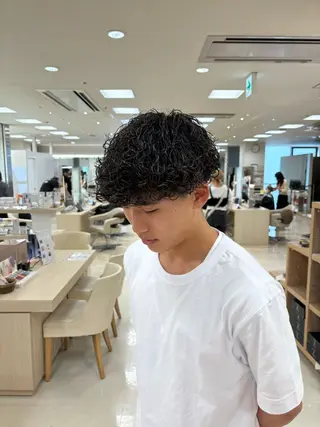 ショート パーマ 湘南/メンズパーマ/ ハイライト/ユチカのヘアスタイル