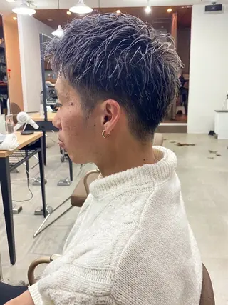 メンズ 切りっぱなしボブ/ ブリーチカラー/大塚のヘアスタイル