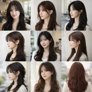 セミロング カラー ヘアアレンジ ドライで決まるレイヤ ー/🤎透明感カラーのヘアスタイル