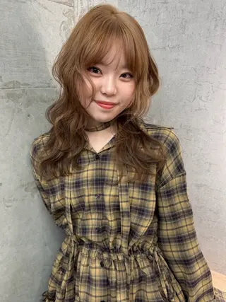 ミディアム カラー ブリーチ/ベージュ 💕/momoaのヘアスタイル