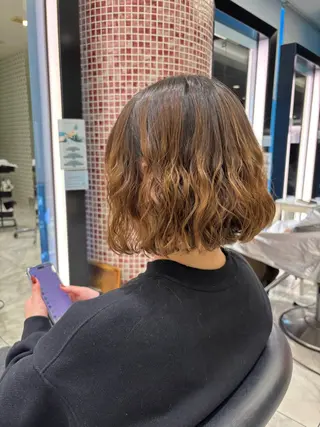 ミディアム パーマ ボブパーマ ♡ヨシカワハナコのヘアスタイル