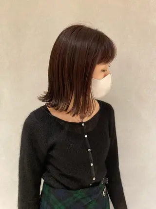 ミディアム カラー ボブ/透明感カラー /坂口恵梨子のヘアスタイル