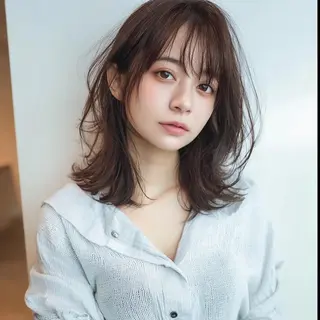 セミロング ブリーチなし透明感 カラー✨横山 佳希のヘアスタイル