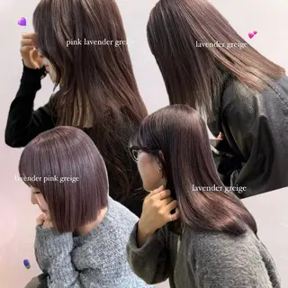 セミロング カラー ミルクティー× グレージュMOMOのヘアスタイル