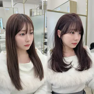 セミロング カラー COA GINZA 空也/前髪/顔まわりのヘアスタイル