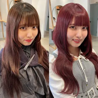 ロング カラー ブリーチなしカラー ダブルカラーエクステのヘアスタイル