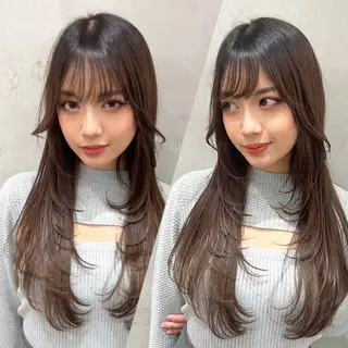 セミロング カラー 山崎/ボブ縮毛矯正 レイヤー髪質改善のヘアスタイル