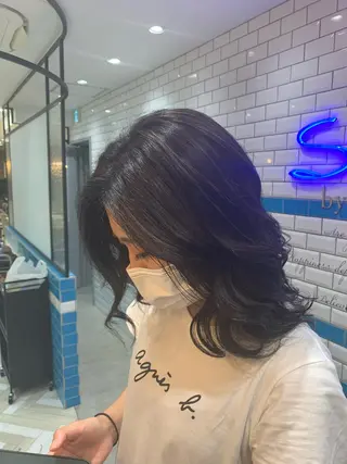 セミロング カラー 新宿/韓国レイヤー 髪質改善カラー/角所のヘアスタイル