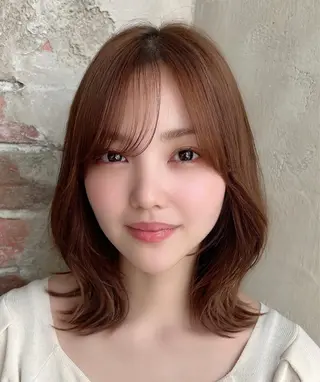 ミディアム カラー 🧡くびれヘア/前髪 顔周り🧡久原結衣のヘアスタイル