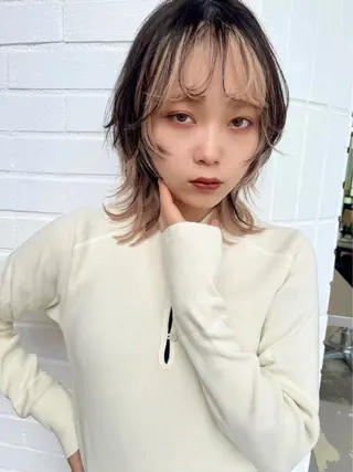 ミディアム 似合わせハイトーン 👾はちすのヘアスタイル