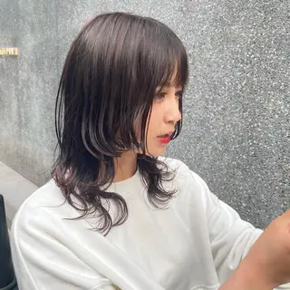 ミディアム カラー パーマ ヘアアレンジ メンズ 🍀髪質改善 ケアカラーrootsのヘアスタイル