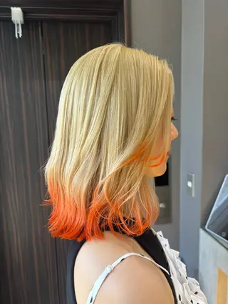 セミロング ブリーチなしWカラー ヘアセット菜希のヘアスタイル