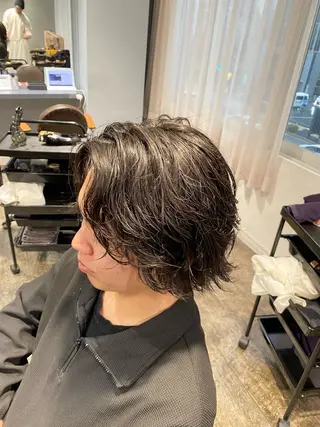 ミディアム パーマ メンズ 江﨑 翔のヘアスタイル