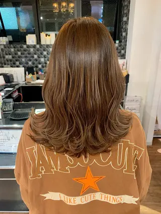 セミロング コテ巻きパーマ/韓国 パーマ/佐野のヘアスタイル