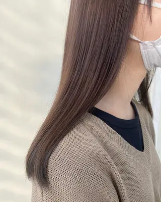 セミロング カラー 韓国ヘア顔周りカット 艶髪ベージュtamaのヘアスタイル