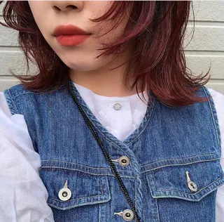 ミディアム カラー ボブ ブリーチ/miinaのヘアスタイル