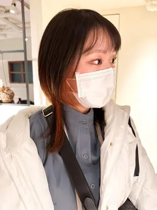 セミロング カラー ヘアアレンジ 🤎ono/ 切りっぱなしボブ🤎のヘアスタイル