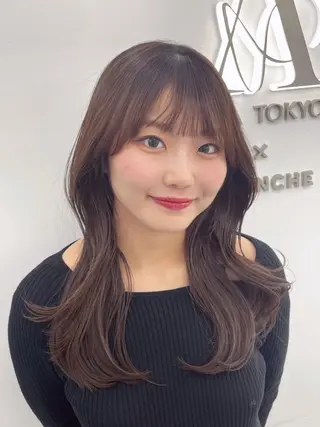 ロング 失敗しない顔まわり× 小顔補正レイヤー難波のヘアスタイル