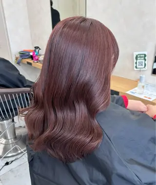 ミディアム カラー ブリーチなしカラー/ 暖色カラー/艶カラーのヘアスタイル