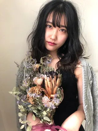 セミロング カラー ヘアアレンジ niim所属・新居美紗希 ニイミサキのヘアスタイル