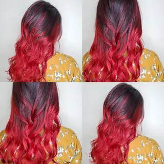 ロング カラー ツヤ髪✨縮毛矯正 ハイトーンカラーのヘアスタイル