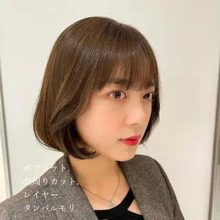 ミディアム カラー パーマ コテ巻き風パーマ✨ 韓国ヘア🤎近下菜央のヘアスタイル