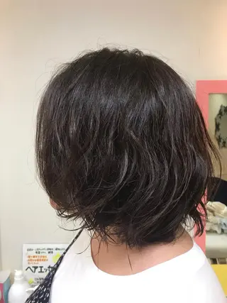ミディアム カラー パーマ 横田 尚登のヘアスタイル