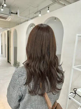 セミロング カラー 韓国レイヤー透明感 カラーヨウスケのヘアスタイル