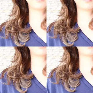 ミディアム カラー ヘアアレンジ Mariana/ 鶴原-ハイライトのヘアスタイル
