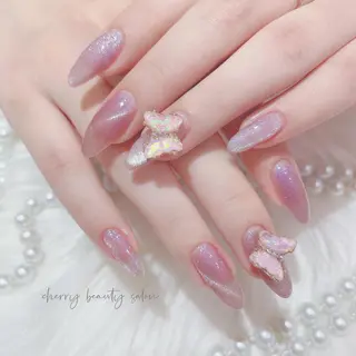 セミロング ネイル SAKURA 🍒のネイルデザイン