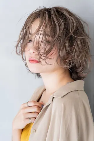 ミディアム カラー パーマ 💘透明感カラー💘 沖本 将宏のヘアスタイル