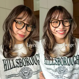 セミロング レイヤー/艶カラー /パーマ💚千琴のヘアスタイル