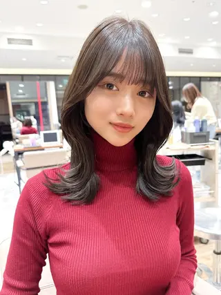 セミロング カラー 顔周り/くびれヘア 韓国ヘア💕風間るなのヘアスタイル