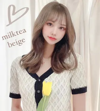 セミロング カラー 透明感カラー×小 顔レイヤー♡ヒデさんのヘアスタイル