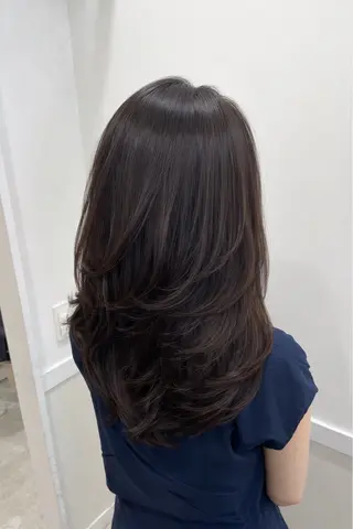 ロング 縮毛矯正/髪質改善 /レイヤー/韓国のヘアスタイル