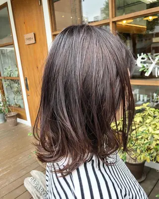 ミディアム カラー クロスパーマ× 透明感カラー✂︎のヘアスタイル