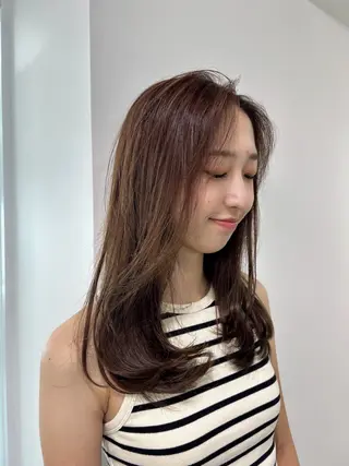 セミロング カラー 愛結 暖色カラー🎀🩰のヘアスタイル