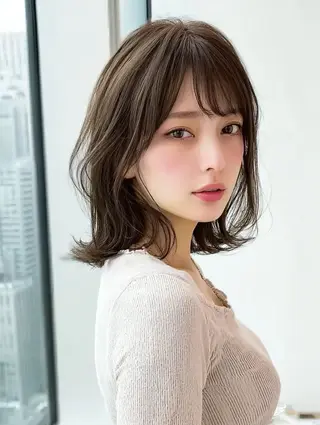 セミロング カラー 佐藤 万倫💞⭐️のヘアスタイル
