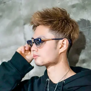 ショート カラー パーマ メンズ シースルーマッシュ/ メンズ/KYOHEIのヘアスタイル