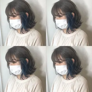 セミロング カラー しゅうさん🍝 麻田秀太郎のヘアスタイル