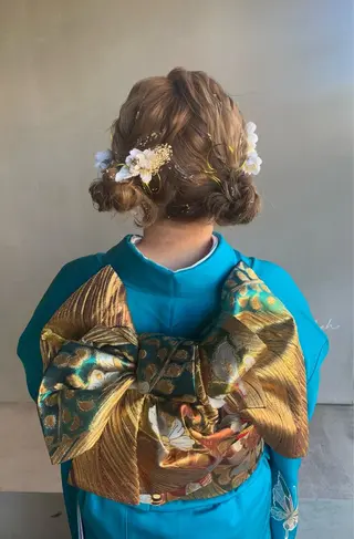 ミディアム ヘアアレンジ ブリーチ/アレンジ 天満/chihiroのヘアスタイル